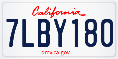 CA license plate 7LBY180