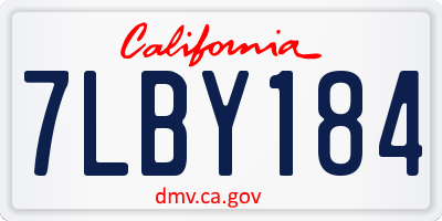 CA license plate 7LBY184