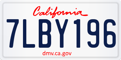 CA license plate 7LBY196