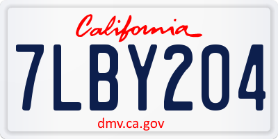 CA license plate 7LBY204
