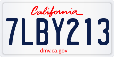 CA license plate 7LBY213