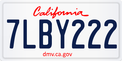 CA license plate 7LBY222