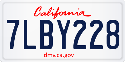 CA license plate 7LBY228