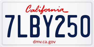 CA license plate 7LBY250