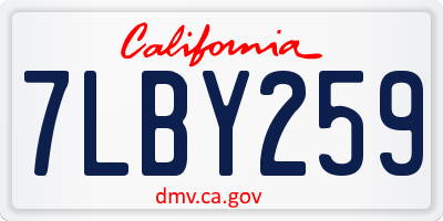CA license plate 7LBY259