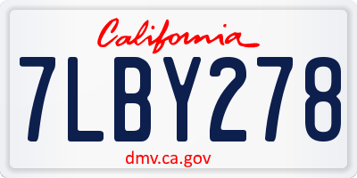 CA license plate 7LBY278
