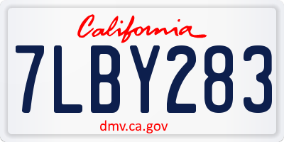 CA license plate 7LBY283