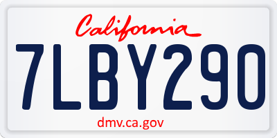 CA license plate 7LBY290