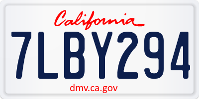 CA license plate 7LBY294