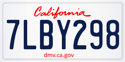 CA license plate 7LBY298