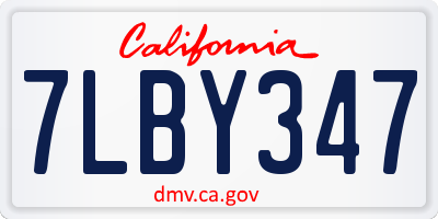 CA license plate 7LBY347