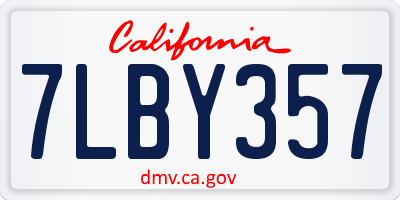 CA license plate 7LBY357