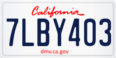 CA license plate 7LBY403
