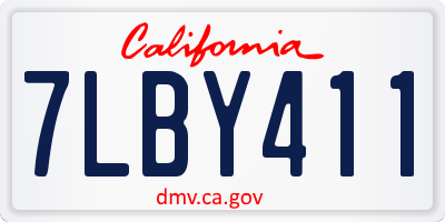 CA license plate 7LBY411