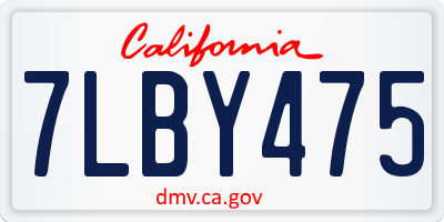 CA license plate 7LBY475