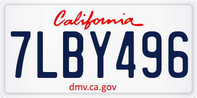 CA license plate 7LBY496