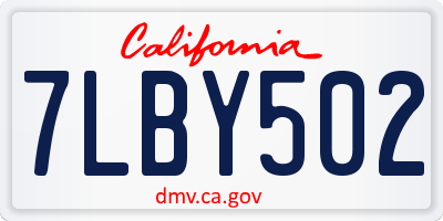 CA license plate 7LBY502