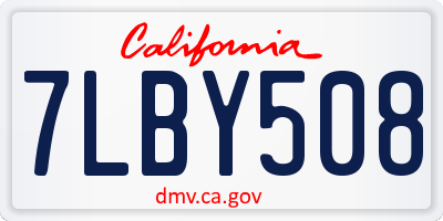 CA license plate 7LBY508