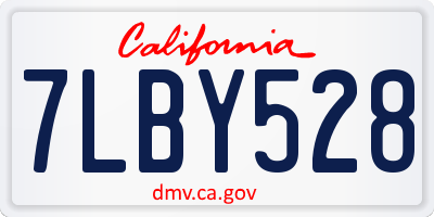 CA license plate 7LBY528
