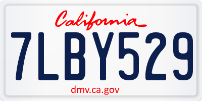 CA license plate 7LBY529