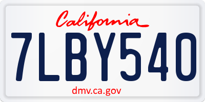 CA license plate 7LBY540