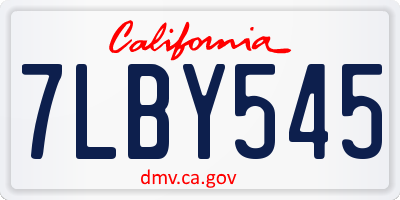 CA license plate 7LBY545