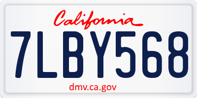 CA license plate 7LBY568