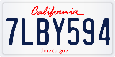 CA license plate 7LBY594