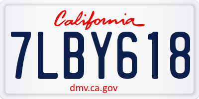 CA license plate 7LBY618