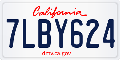 CA license plate 7LBY624