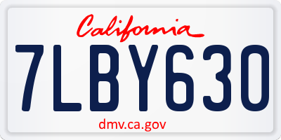 CA license plate 7LBY630