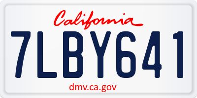 CA license plate 7LBY641