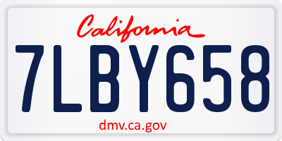 CA license plate 7LBY658