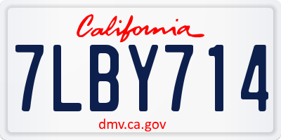 CA license plate 7LBY714