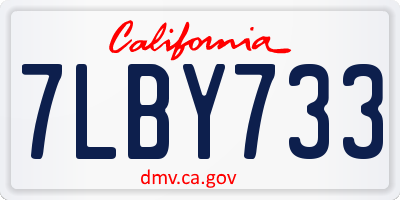 CA license plate 7LBY733