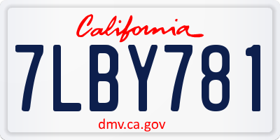 CA license plate 7LBY781