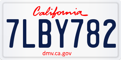 CA license plate 7LBY782