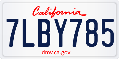 CA license plate 7LBY785