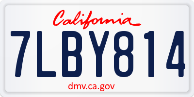 CA license plate 7LBY814