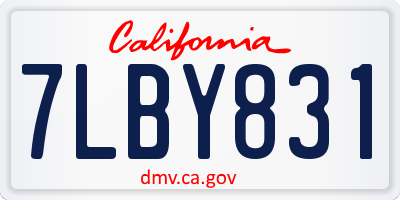CA license plate 7LBY831