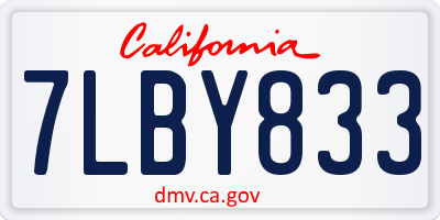 CA license plate 7LBY833