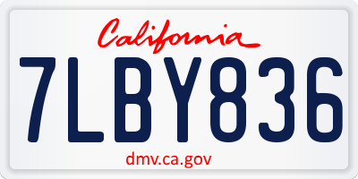 CA license plate 7LBY836