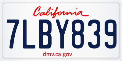 CA license plate 7LBY839