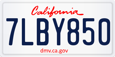 CA license plate 7LBY850