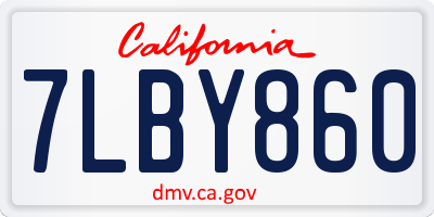 CA license plate 7LBY860