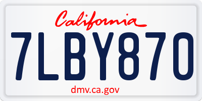 CA license plate 7LBY870