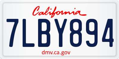 CA license plate 7LBY894