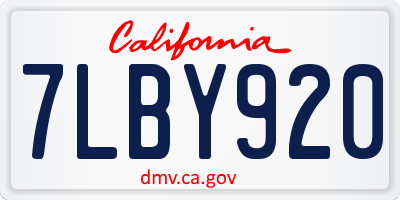 CA license plate 7LBY920