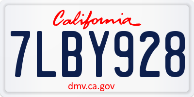 CA license plate 7LBY928