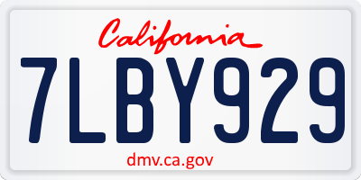 CA license plate 7LBY929